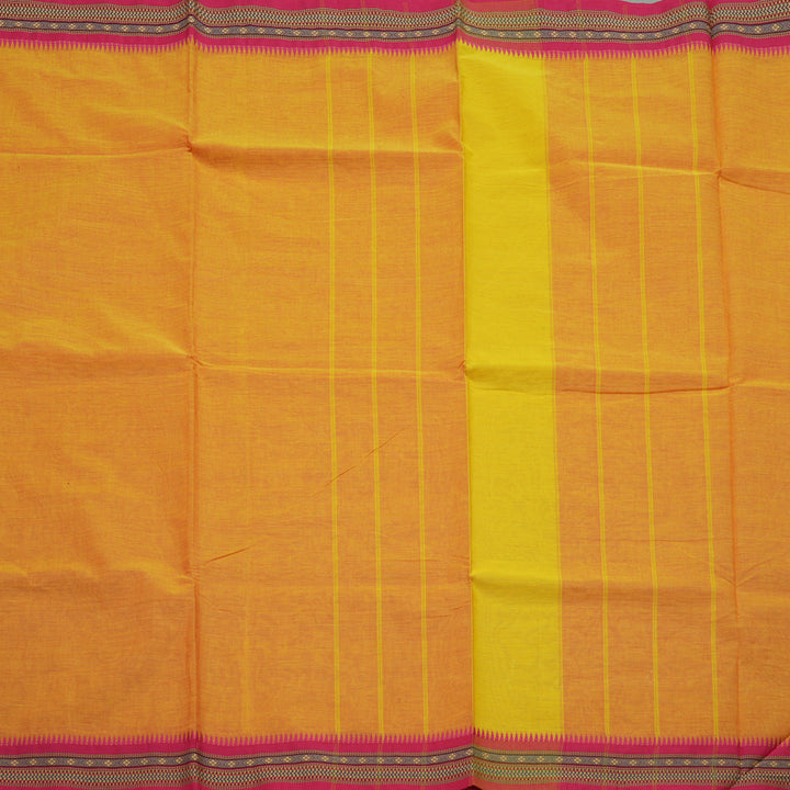 Hayagrivas Dual Tone (Yellow With Pink) Handloom Pure Cotton Saree with Pink Border KBE48D1-45