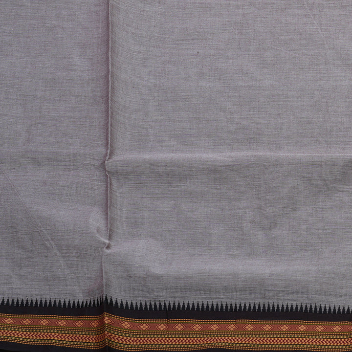 Hayagrivas Handloom Pure Cotton Saree in grey with black KBE48D1-46