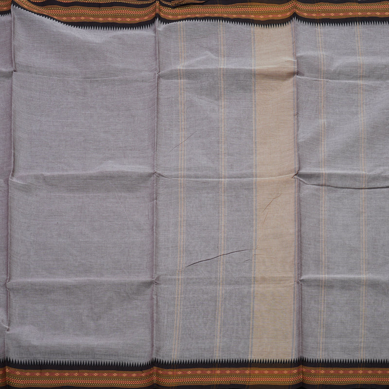 Hayagrivas Handloom Pure Cotton Saree in grey with black KBE48D1-46