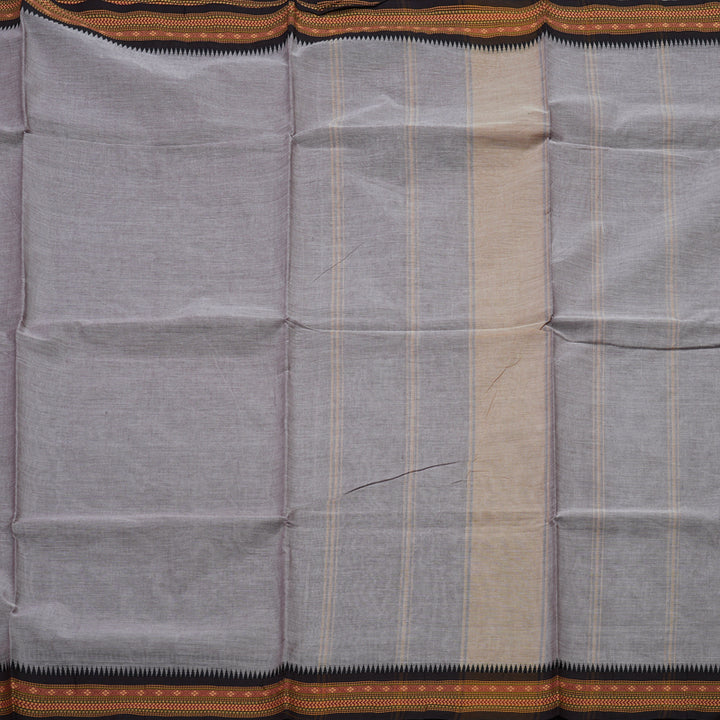 Hayagrivas Handloom Pure Cotton Saree in grey with black KBE48D1-46