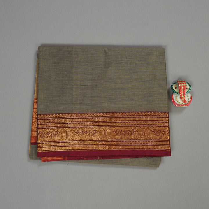 Hayagrivas Handloom Pure Cotton Saree in Serene Ash Grey KBE48D1-47