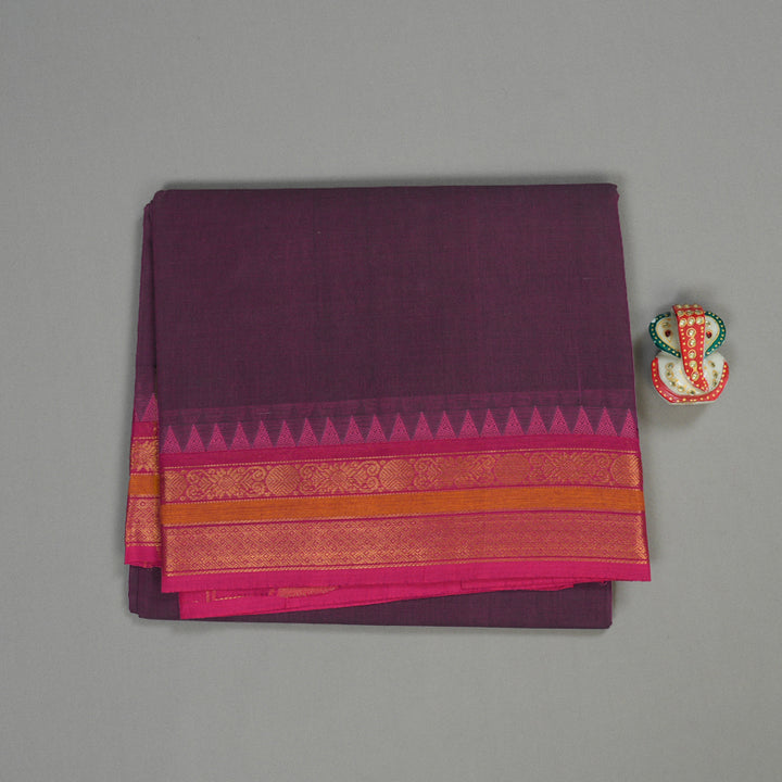 Hayagrivas Handloom Pure Cotton Saree in Enchanting Dark Purple KBE48D1-53