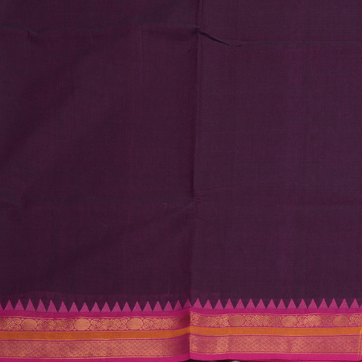 Hayagrivas Handloom Pure Cotton Saree in Enchanting Dark Purple KBE48D1-53