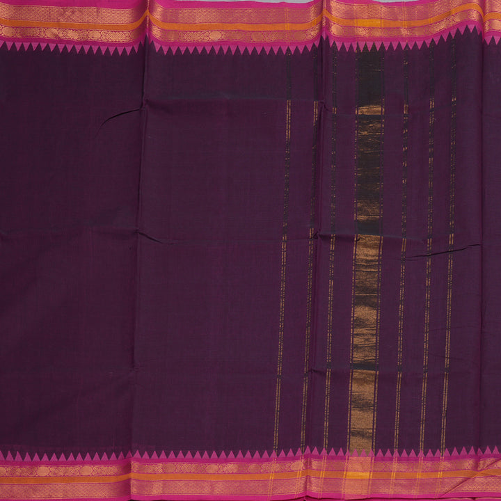 Hayagrivas Handloom Pure Cotton Saree in Enchanting Dark Purple KBE48D1-53