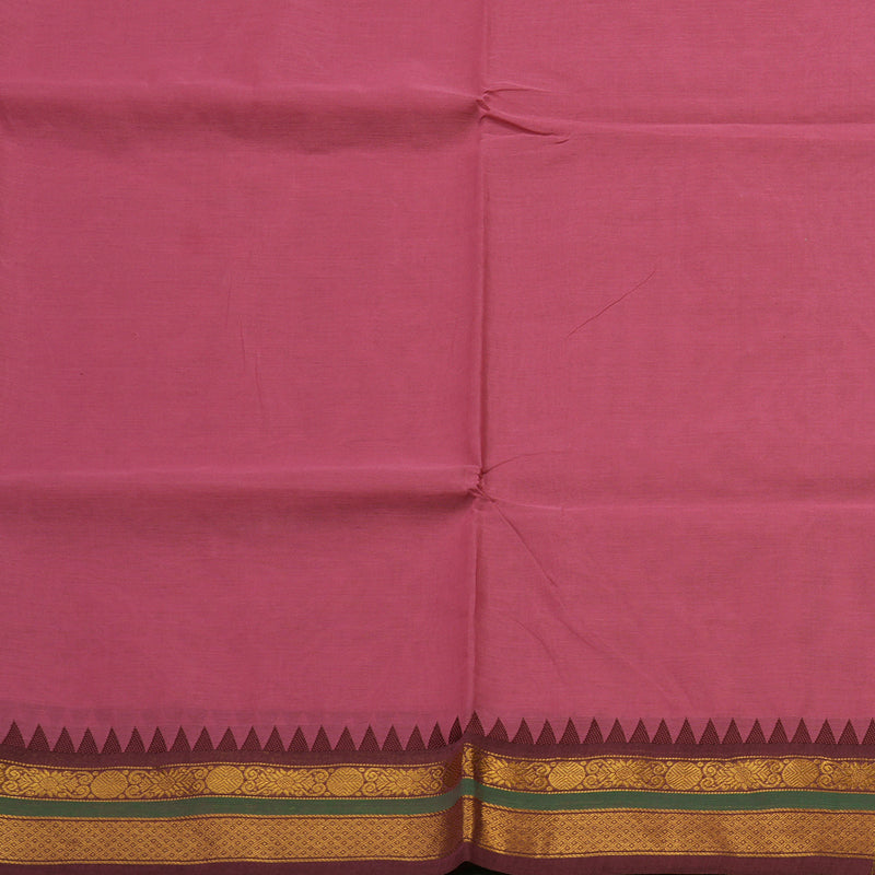Hayagrivas Handloom Pure Cotton Saree in pink with wine maroon border KBE48D1-60