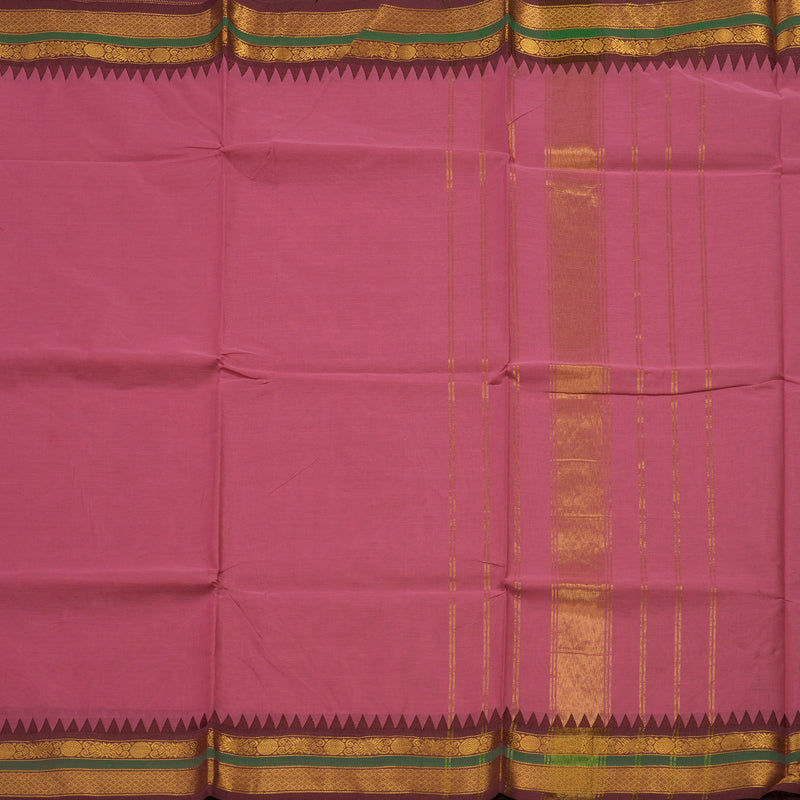 Hayagrivas Handloom Pure Cotton Saree in pink with wine maroon border KBE48D1-60