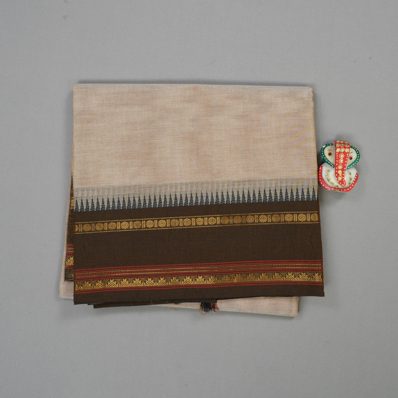 Hayagrivas Handloom Pure Cotton Saree in sandal and mehandi green  KBE48D1-7
