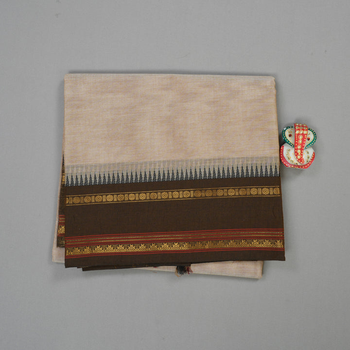 Hayagrivas Handloom Pure Cotton Saree in sandal and mehandi green  KBE48D1-7