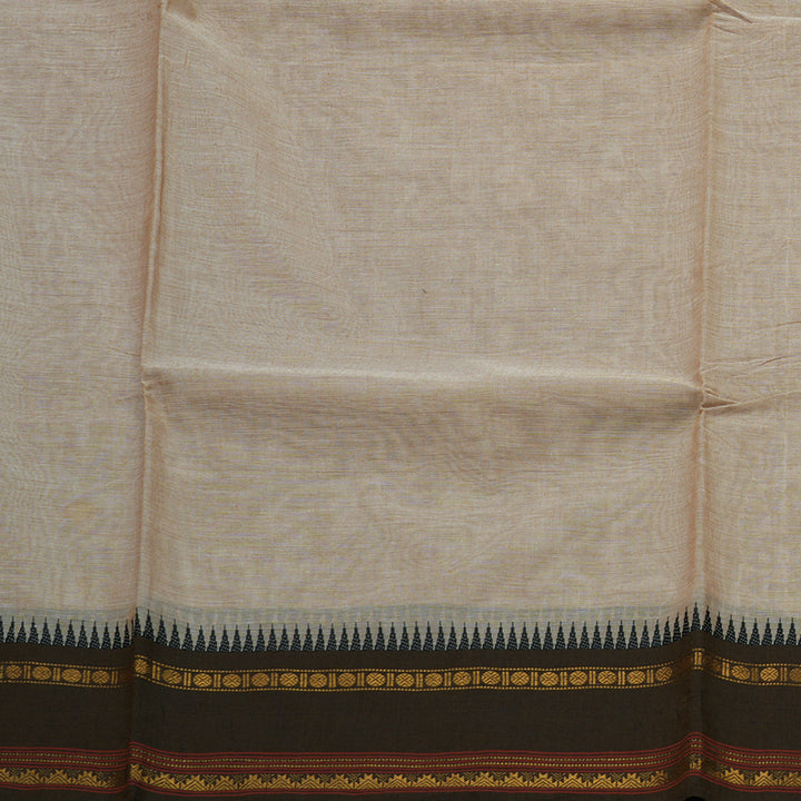 Hayagrivas Handloom Pure Cotton Saree in sandal and mehandi green  KBE48D1-7