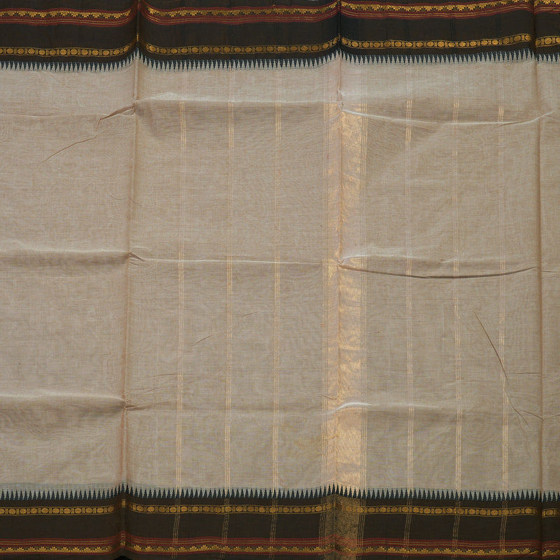 Hayagrivas Handloom Pure Cotton Saree in sandal and mehandi green  KBE48D1-7