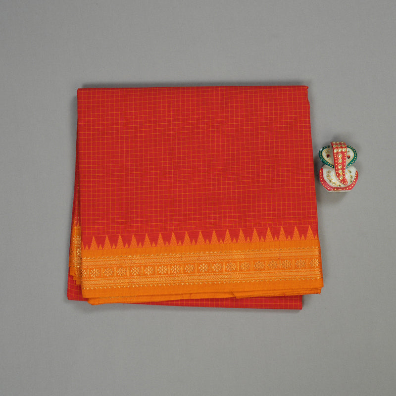 Hayagrivas Handloom Pure Cotton Saree in Fiery Red KBE48D2-10