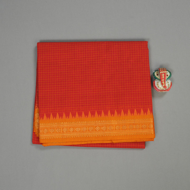 Hayagrivas Handloom Pure Cotton Saree in Fiery Red KBE48D2-10