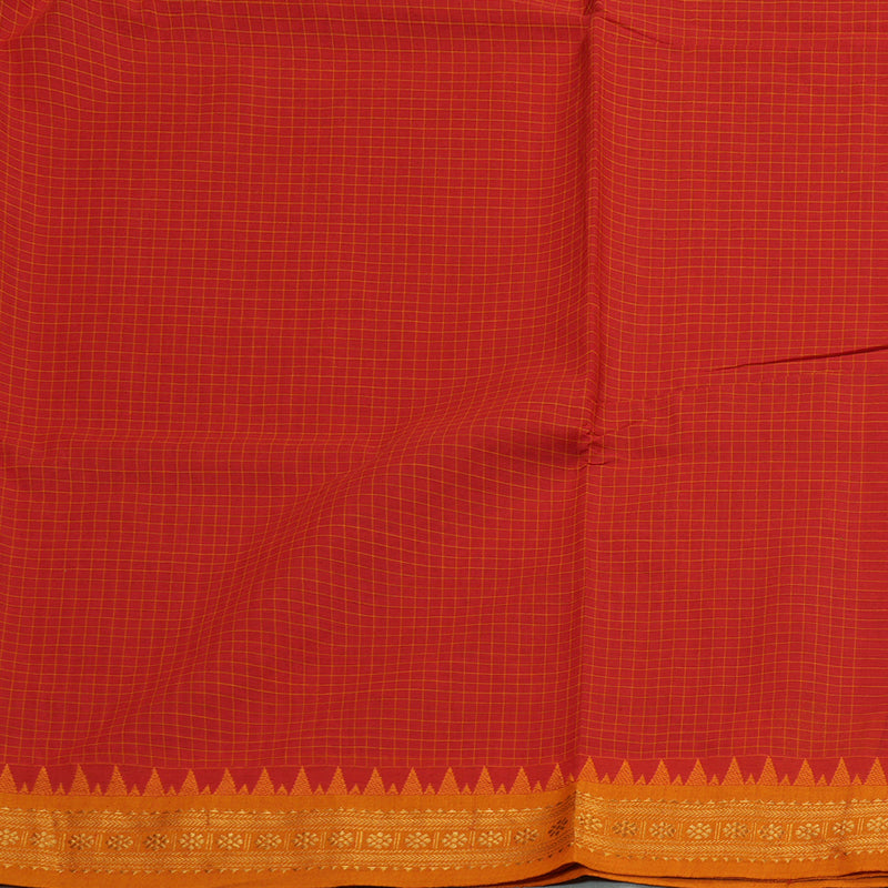 Hayagrivas Handloom Pure Cotton Saree in Fiery Red KBE48D2-10