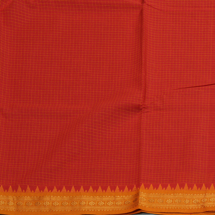 Hayagrivas Handloom Pure Cotton Saree in Fiery Red KBE48D2-10