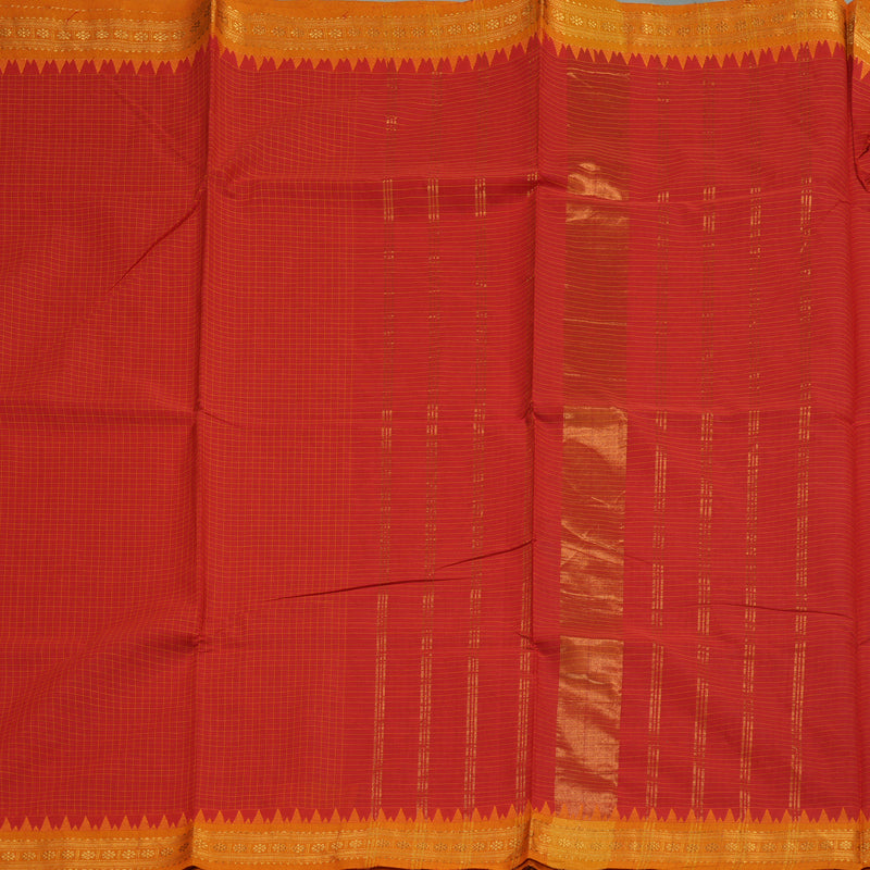 Hayagrivas Handloom Pure Cotton Saree in Fiery Red KBE48D2-10