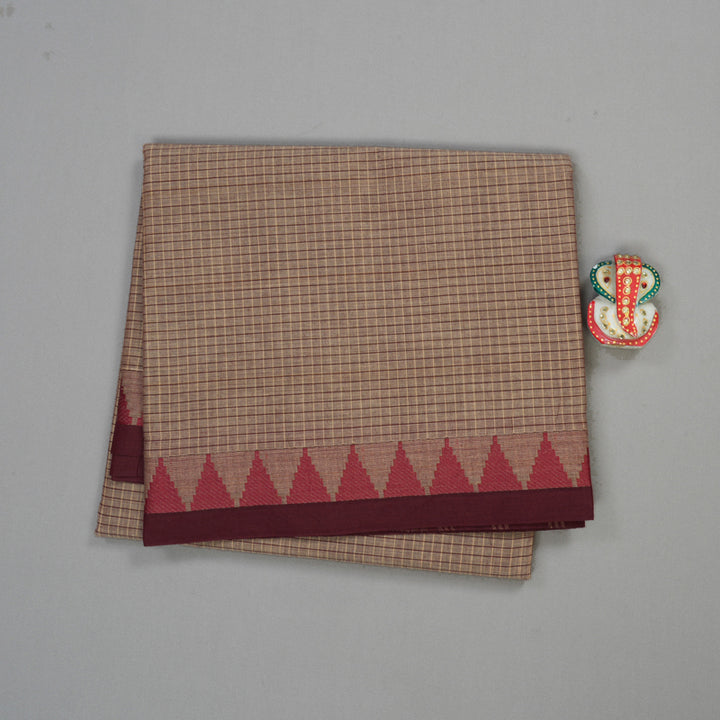 Hayagrivas Handloom Pure Cotton Saree in wheat brown with wine maroon  KBE48D2-3