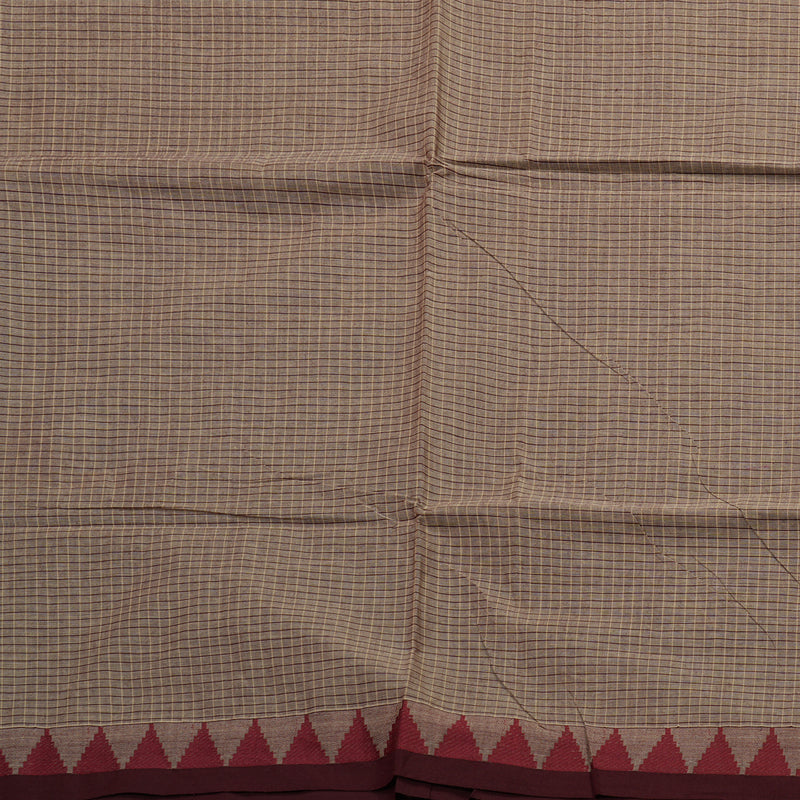 Hayagrivas Handloom Pure Cotton Saree in wheat brown with wine maroon  KBE48D2-3