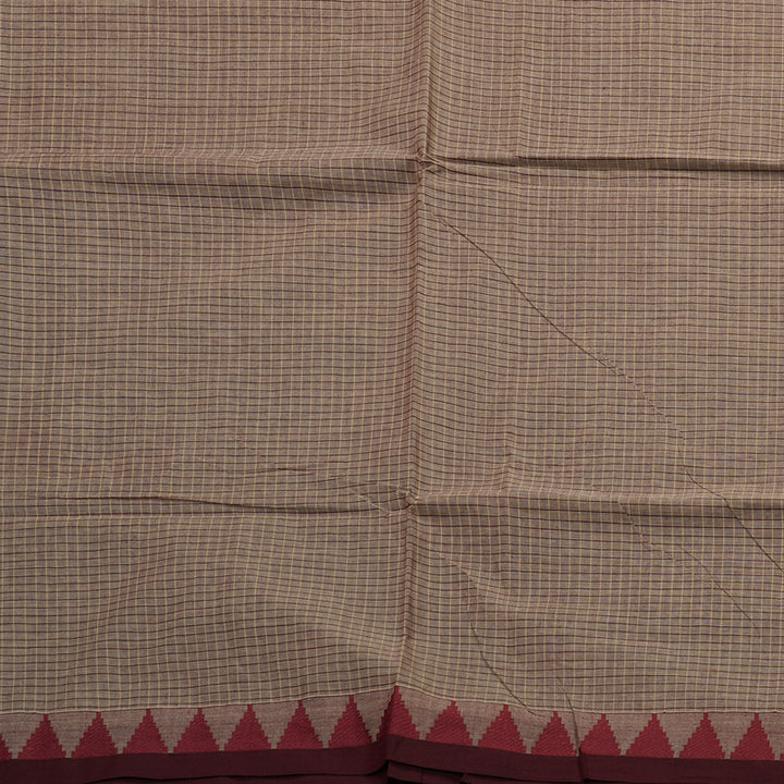 Hayagrivas Handloom Pure Cotton Saree in wheat brown with wine maroon  KBE48D2-3