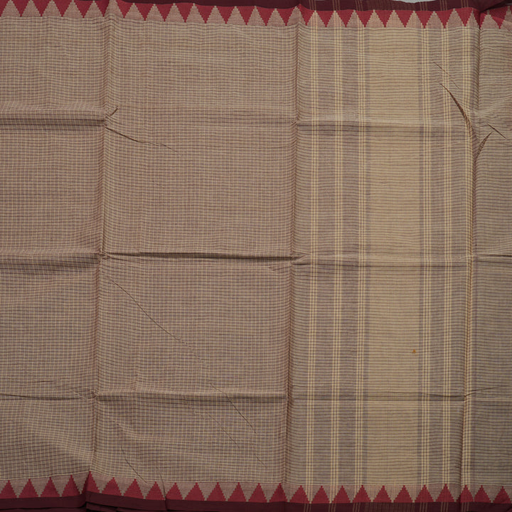 Hayagrivas Handloom Pure Cotton Saree in wheat brown with wine maroon  KBE48D2-3