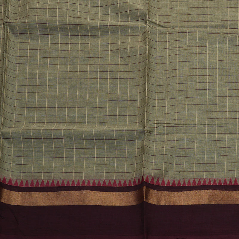 Hayagrivas Handloom Pure Cotton Saree in ash grey with wine maroon border KBE48D2-5