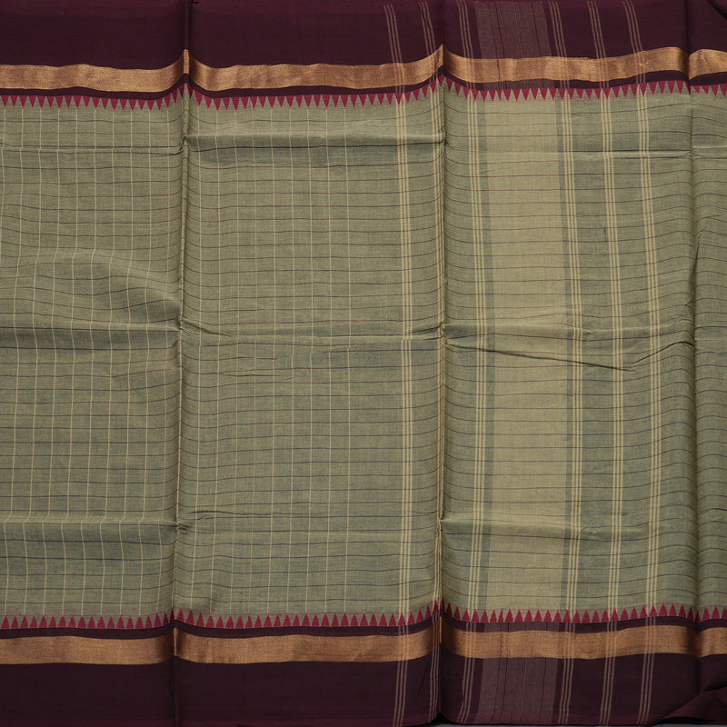 Hayagrivas Handloom Pure Cotton Saree in ash grey with wine maroon border KBE48D2-5