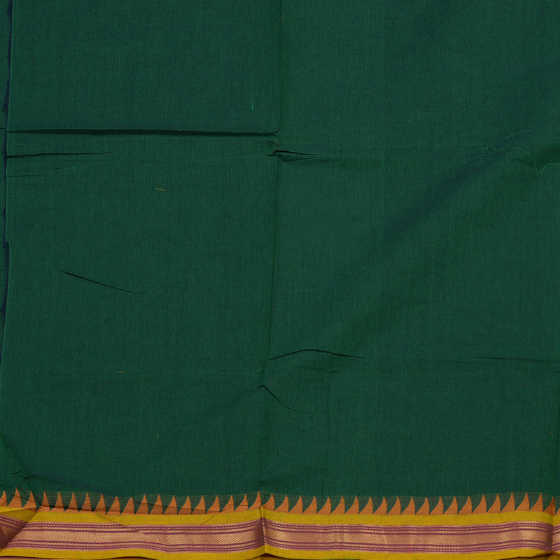 Hayagrivas Bottle Green Handloom Pure Cotton Saree with Lemon Yellow Border KBE48D3-13