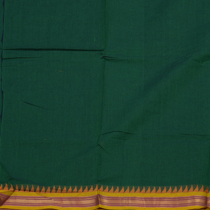 Hayagrivas Bottle Green Handloom Pure Cotton Saree with Lemon Yellow Border KBE48D3-13
