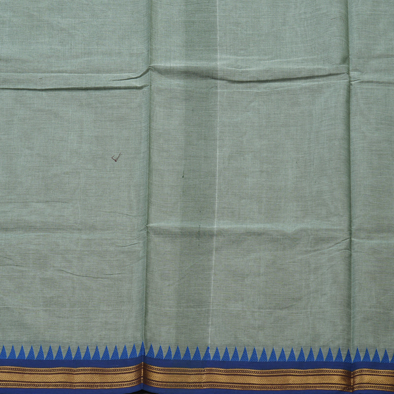 Hayagrivas Handloom Pure Cotton Saree in Grey with blue KBE48D3-19