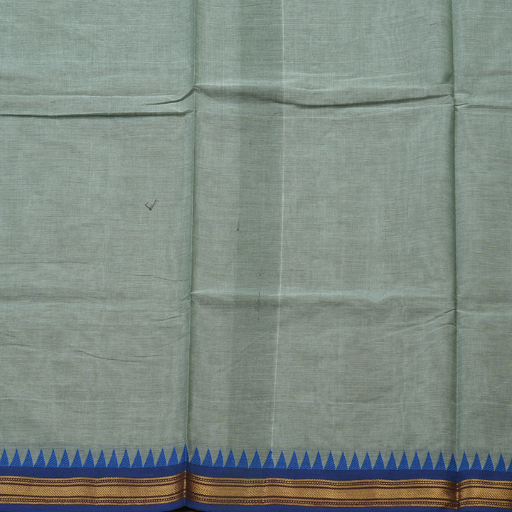 Hayagrivas Handloom Pure Cotton Saree in Grey with blue KBE48D3-19