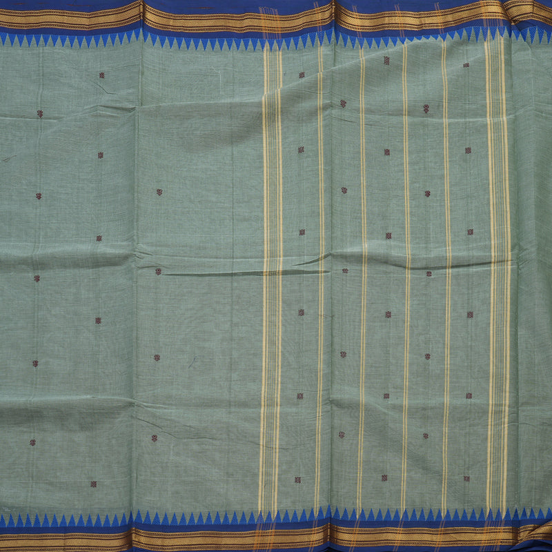 Hayagrivas Handloom Pure Cotton Saree in Grey with blue KBE48D3-19