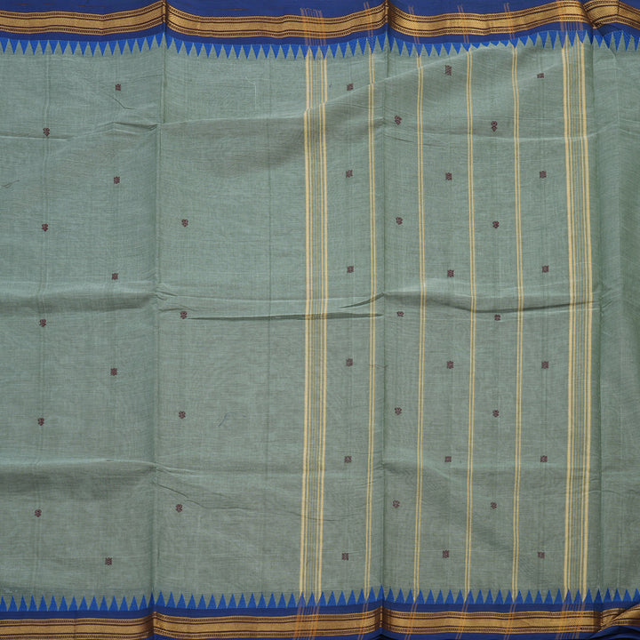 Hayagrivas Handloom Pure Cotton Saree in Grey with blue KBE48D3-19