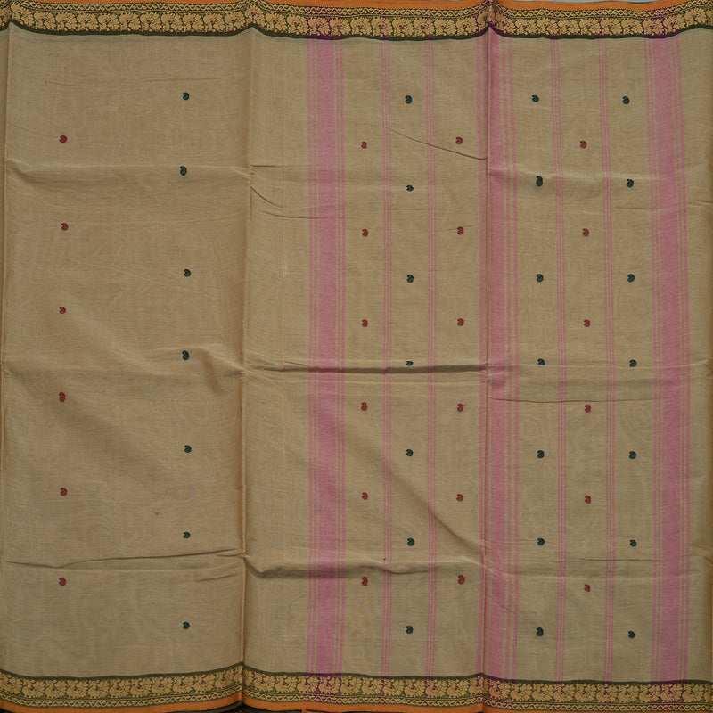 Hayagrivas Sandal Handloom Pure Cotton Saree with Mehandi Green Border KBE48D3-24
