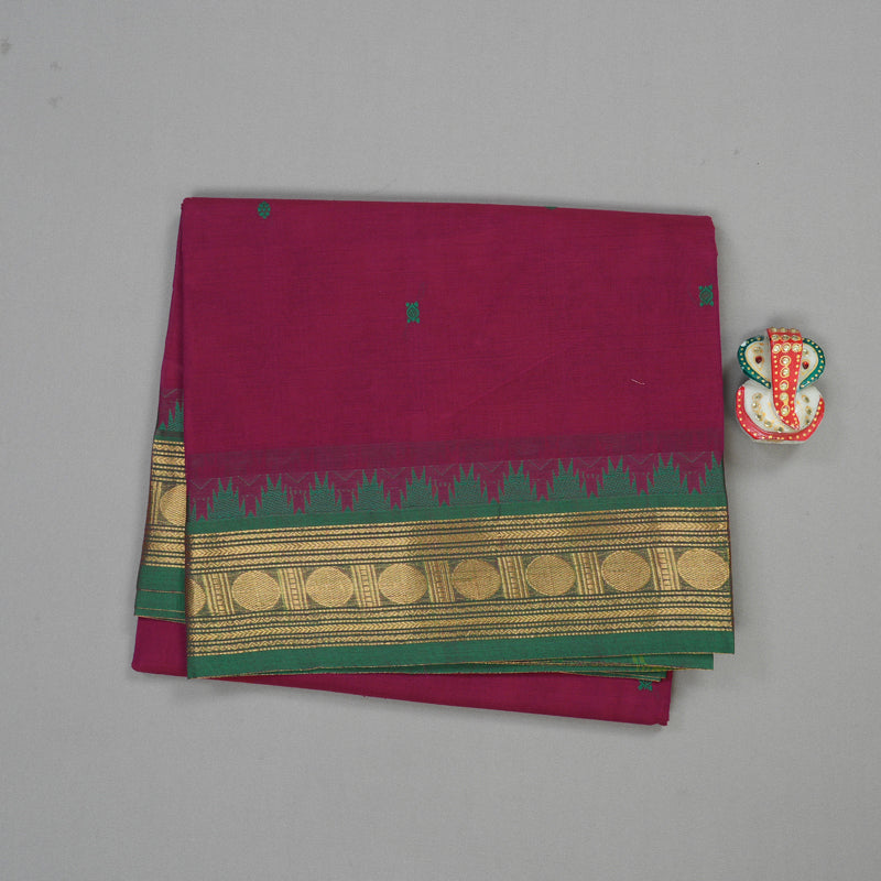 Hayagrivas Handloom Pure Cotton Saree in attractive purple with green KBE48D3-25