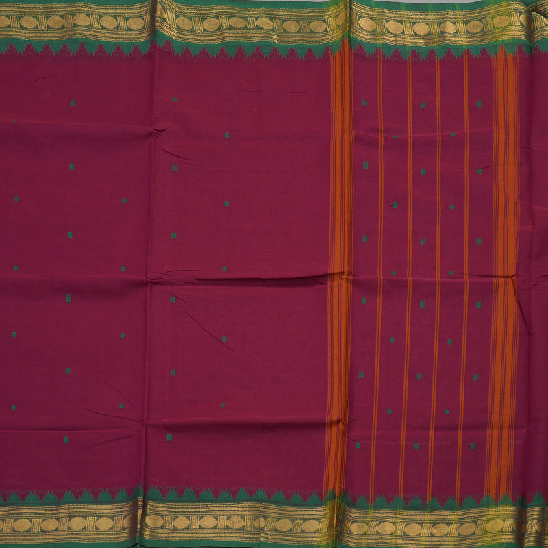 Hayagrivas Handloom Pure Cotton Saree in attractive purple with green KBE48D3-25