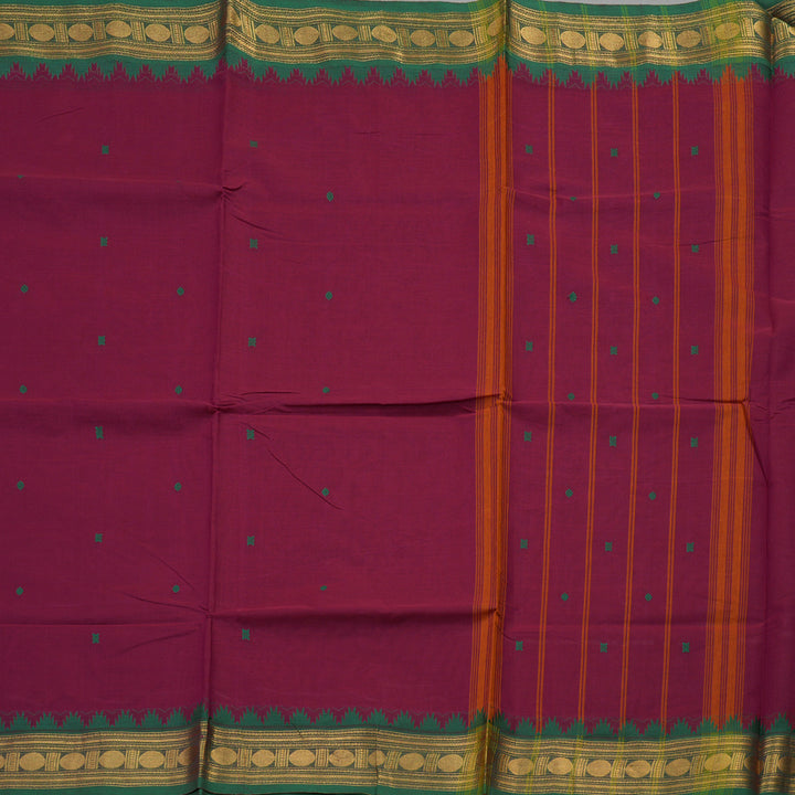 Hayagrivas Handloom Pure Cotton Saree in attractive purple with green KBE48D3-25