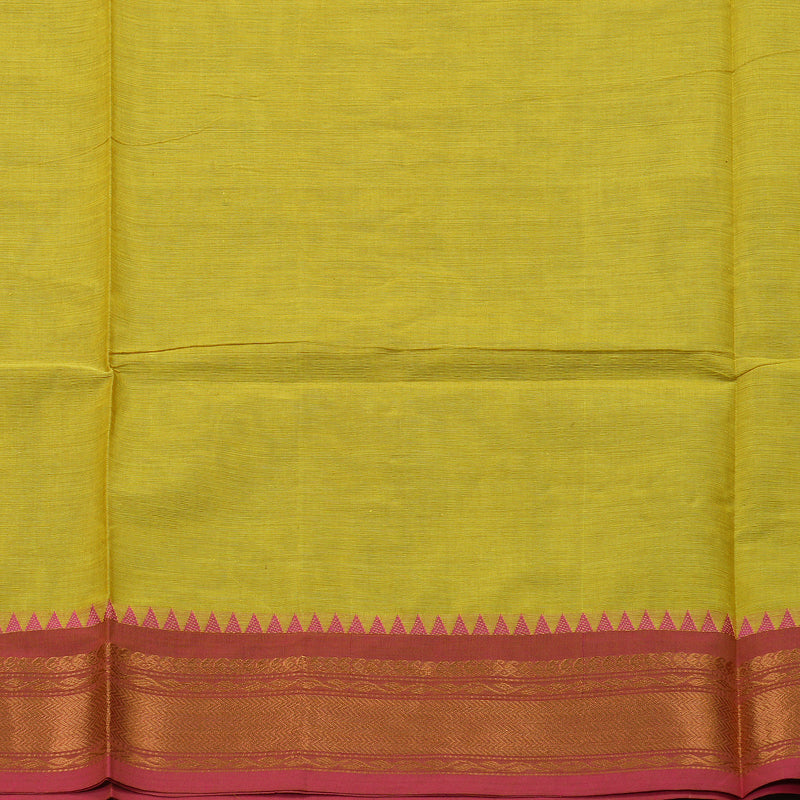 Hayagrivas Handloom Pure cotton saree in Lemon yellow Ganga jamuna border KBE48D3-26