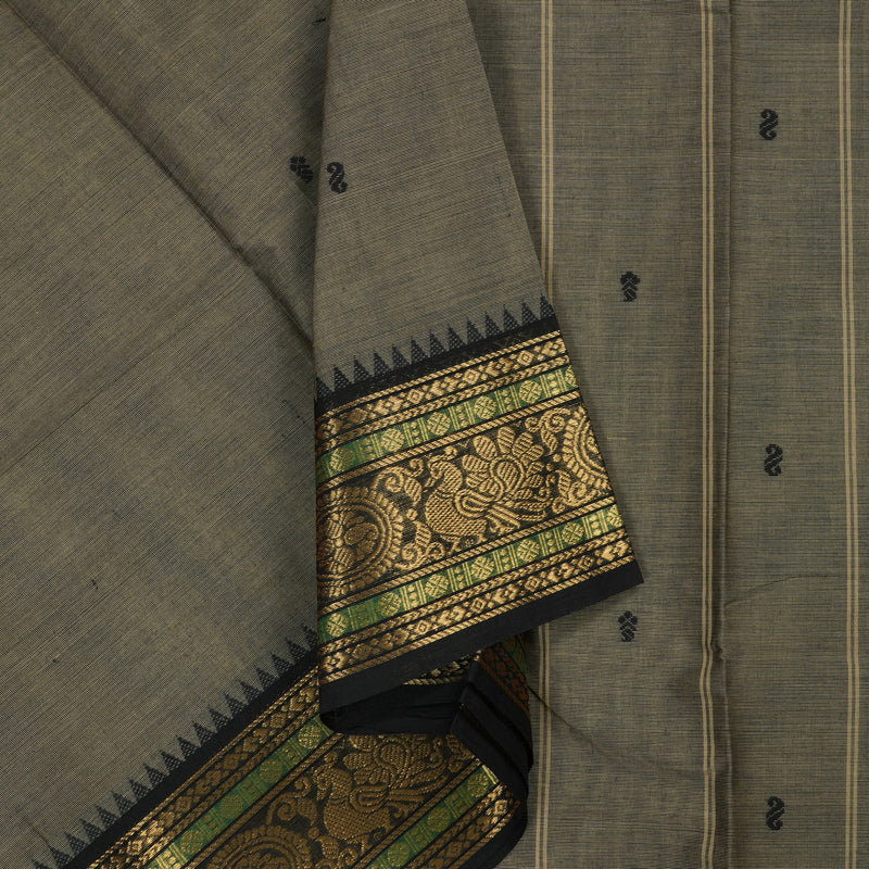 Hayagrivas Handloom Pure Cotton Saree in Tranquil Ash Grey KBE48D3-28