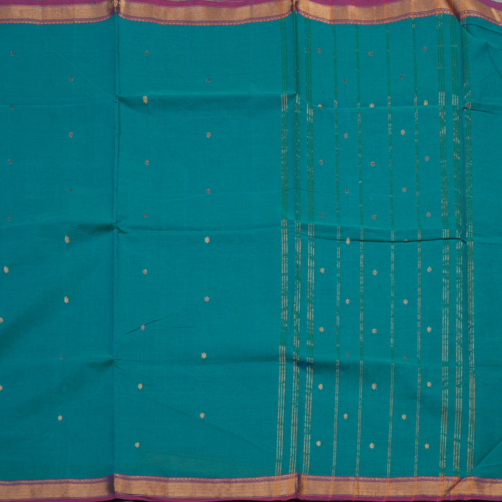 Hayagrivas Sky Blue Handloom Pure Cotton Saree with Purple Border KBE48D3-29