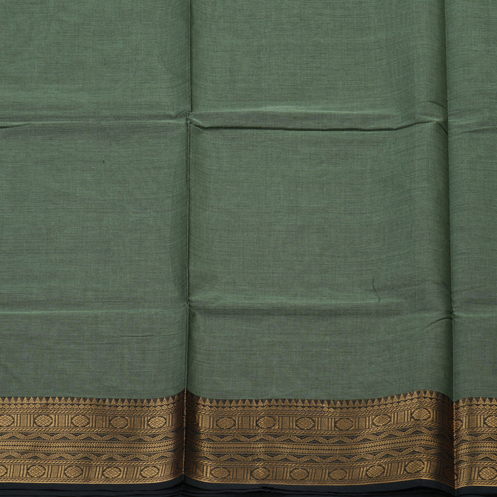 Hayagrivas Handloom Pure Cotton Saree in subtle grey with black KBE48D3-44