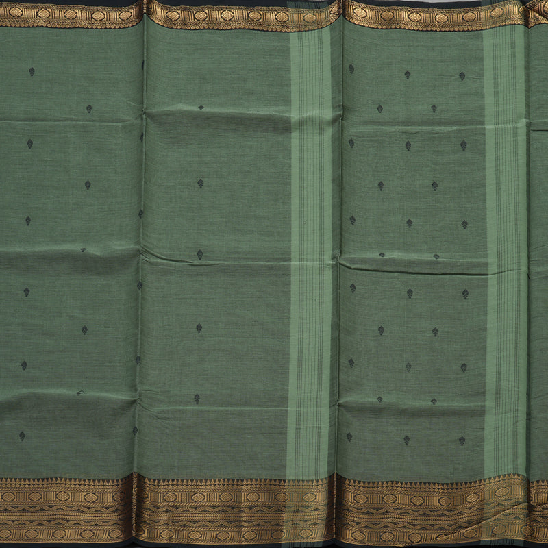 Hayagrivas Handloom Pure Cotton Saree in subtle grey with black KBE48D3-44