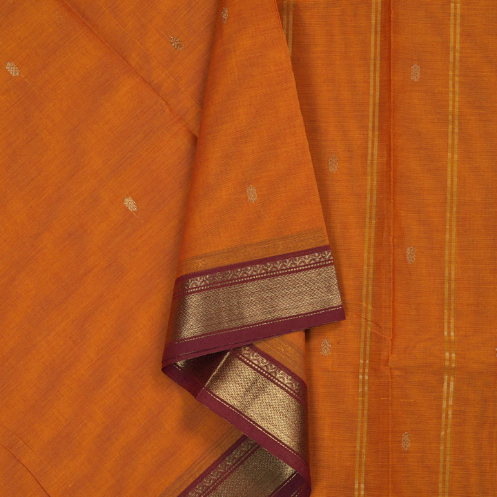 Hayagrivas Handloom Pure Cotton Saree in Lustrous Honey Mustard KBE48D3-46