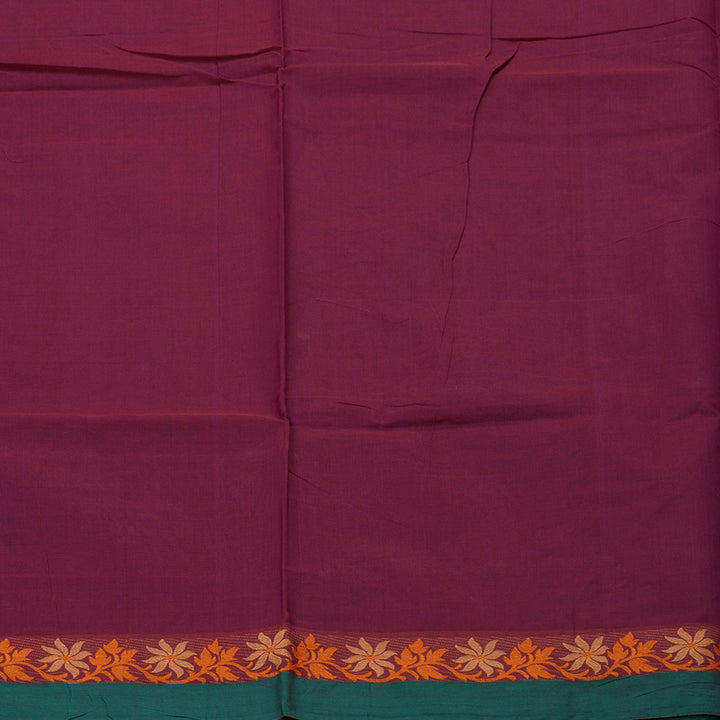 Hayagrivas Handloom Pure cotton saree in attractive Wine purple KBE48D3-62
