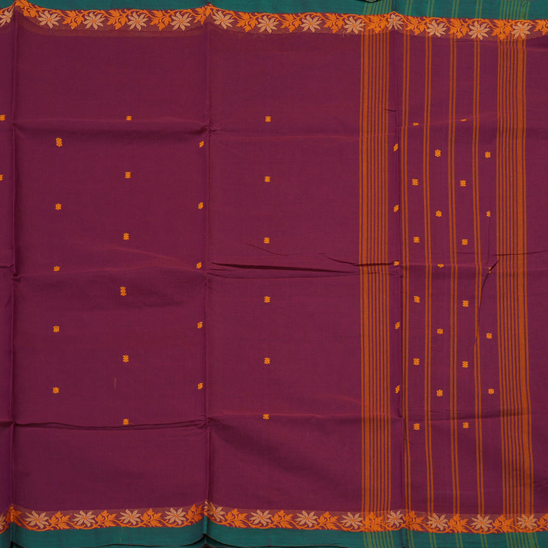 Hayagrivas Handloom Pure cotton saree in attractive Wine purple KBE48D3-62