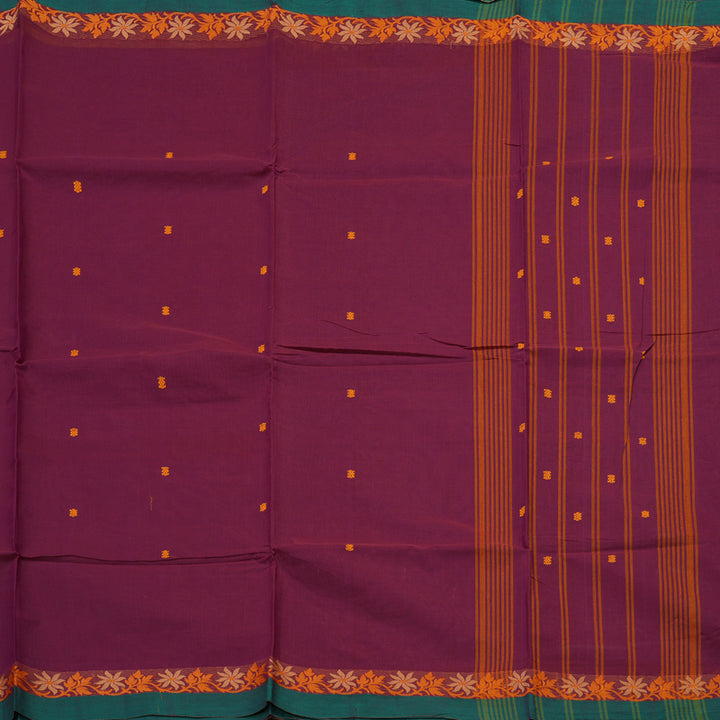 Hayagrivas Handloom Pure cotton saree in attractive Wine purple KBE48D3-62