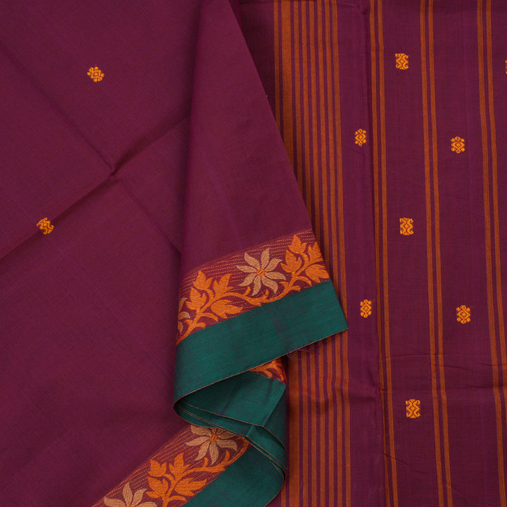 Hayagrivas Handloom Pure cotton saree in attractive Wine purple KBE48D3-62