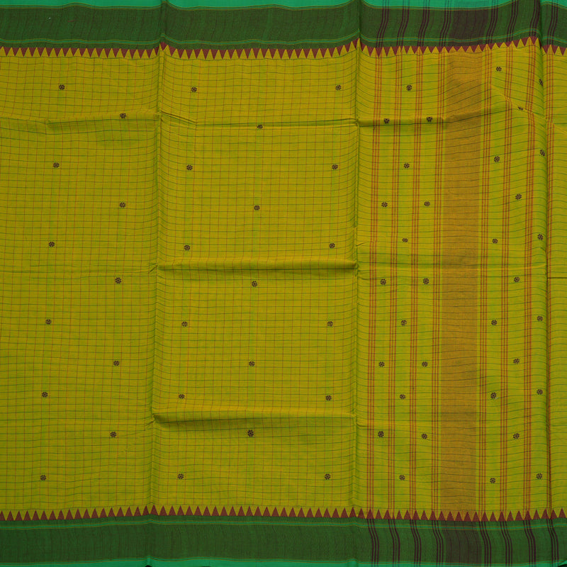 Hayagrivas Fluorescent Green Handloom Pure Cotton Saree with Mandhalir Border KBE48D4-12