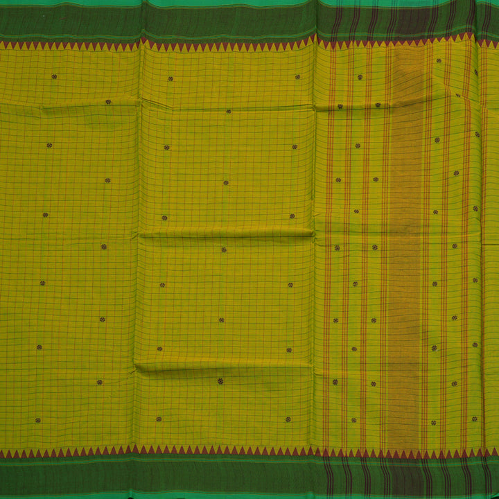 Hayagrivas Fluorescent Green Handloom Pure Cotton Saree with Mandhalir Border KBE48D4-12