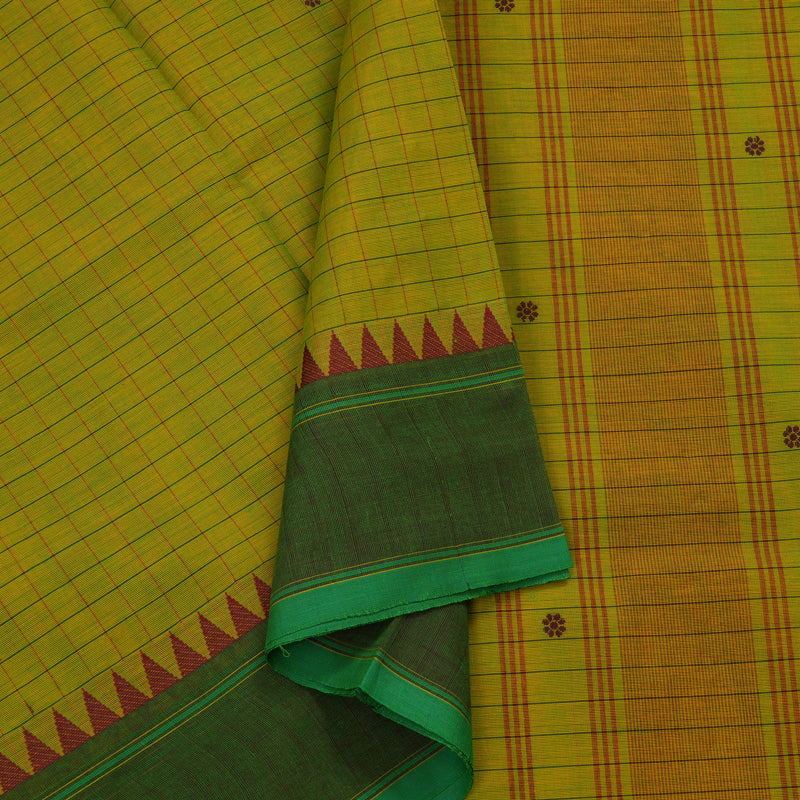 Hayagrivas Fluorescent Green Handloom Pure Cotton Saree with Mandhalir Border KBE48D4-12