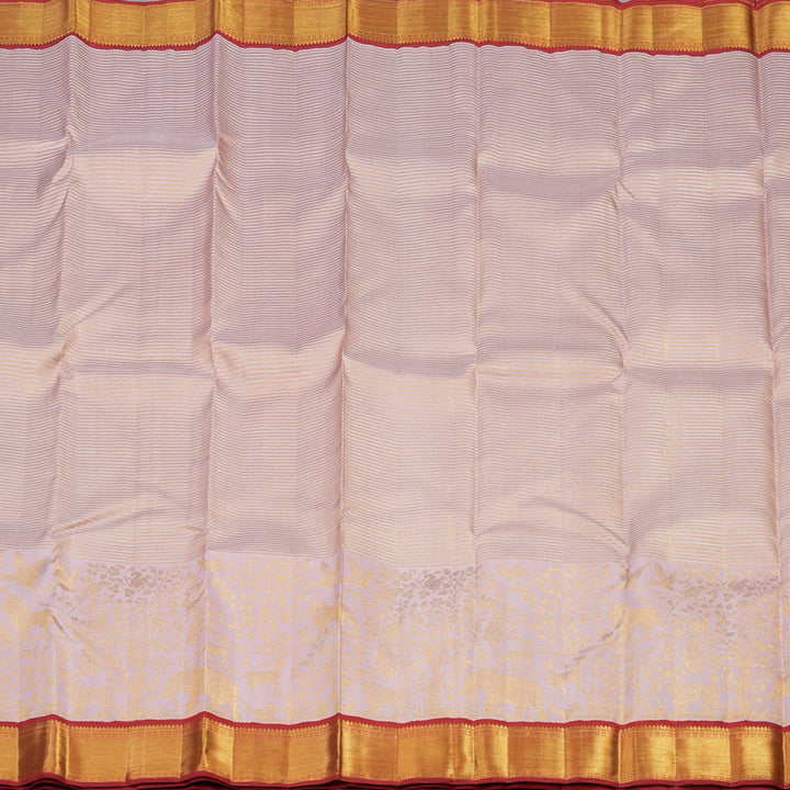 Hayagrivas Exclusive Bridal Kanjivaram Silk Saree in Gleaming Baby pink with Red KBE490F12-1