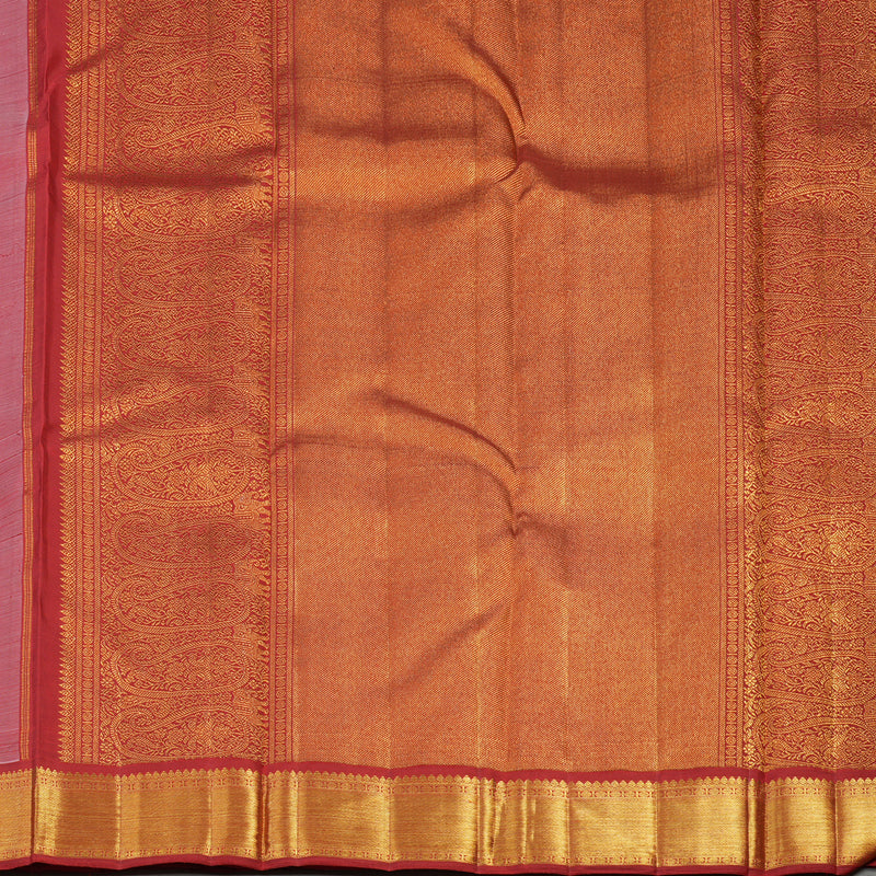 Hayagrivas Exclusive Bridal Kanjivaram Silk Saree in Gleaming Baby pink with Red KBE490F12-1